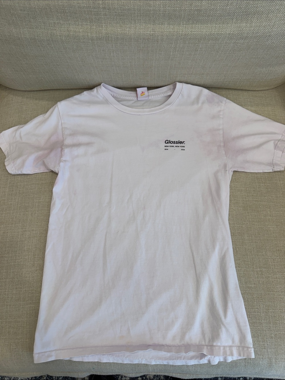 Glossier women’s  White Logo Crew Tee with Small Chest Print
